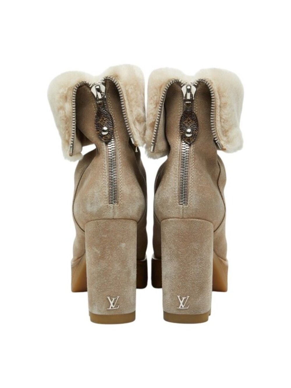 Louis Vuitton LV Bob Line Shearling Ankle Boots 37.5 Beige - Picture 3 of 10